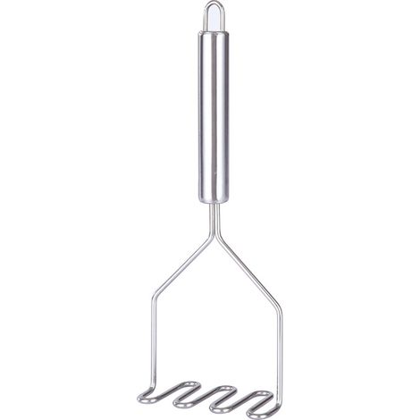 Silberne Kartoffel-/Süßkartoffel-/Obstpresse, 24,9 x 9,2 x 4,5 cm, mit Griff und wellenförmigem Design. (1/5)