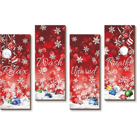 Panneau De Décoration Murale - Panneau Suspendu Noël Halloween - En Fibre De Bois Mdf - 30 X 10 X 0,5 Cm - 4 Pièces (1/5)