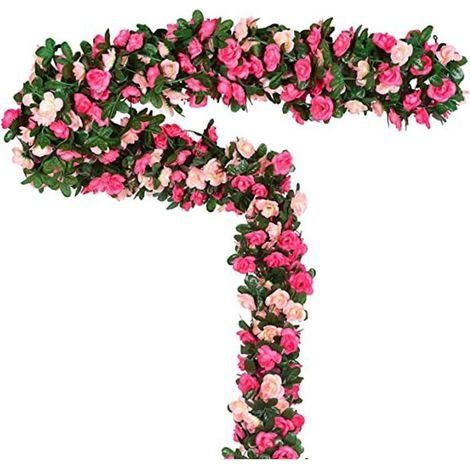 Lot de 3 guirlandes de Roses artificielles, 2.5M Simulation Rose Fleur Artificielle Fleur de Vigne en rotin Soie Garland Suspendu en rotin Arch Mariage de Jardin décorations Décoration d'intérie (1/3)
