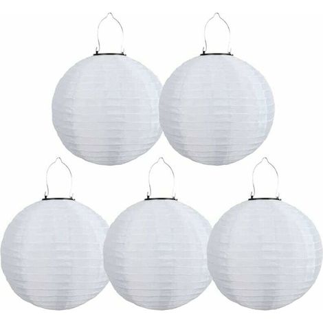5er-Pack Solar-LED-Laternen für den Außenbereich, wasserdicht, für Garten, Kirche, Hof, Party-Dekoration (weiß, 30 cm) (1/4)