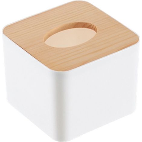 Boîtier à Mouchoirs Carré Amovible en Bois et Plastique pour Maison, Bureau et Voiture (1/2)