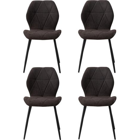 4er-Set Esszimmerstühle aus Leinen, gepolstert, mit ergonomischer Rückenlehne, schwarz (1/5)