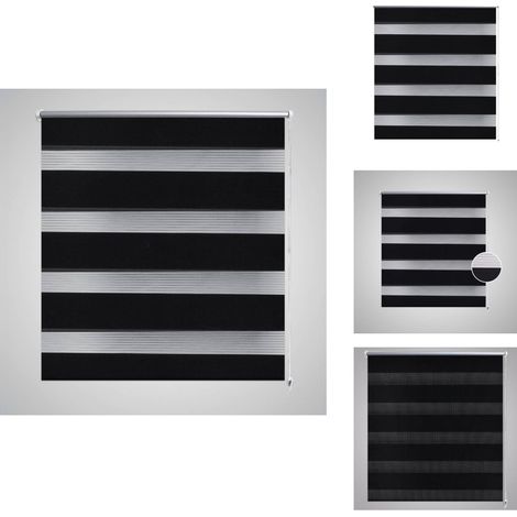 Doppelrollo Seitenzug 80 x 150 cm schwarz - Doppelrollo - Lichtmanagement - Fenstervorhang - Raffstore - Zebrastreifen (1/5)