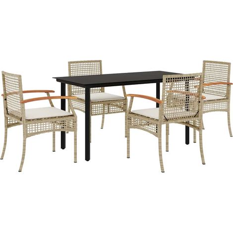 Maison Exclusive - Set comedor de jardín 5 pzas con cojines ratán (1/5)