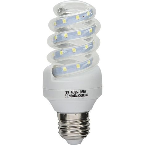 Bulb LED spiral E27 to energy saving, white light shiny, AC 180240V (7W) (1/5)