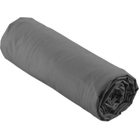 Drap housse - - 90x190 cm - Percale 100% coton - Bonnet 30 cm - Anthracite (1/5)