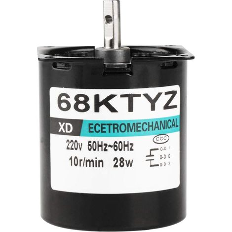 68KTYZ Moteur Synchrone à Aimants Permanents, AC220V 28W Moteur à Couple Elevé CW/CCW Moteur Electrique à Faible Vitesse 5/10/15/40/50/60/80 tr/min (10rpm) (1/5)