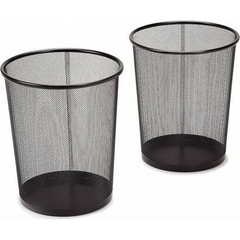 Lot de 2 poubelles rondes en acier inoxydable Classics, pour déchets ou recyclage, pour la maison, le bureau ou le garage, noir, 6 gallons (1/5)