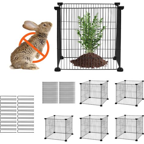 Cage à plantes contre animaux, lot de 5, grillage de protection pour plantes fleurs légumes, 39x39 cm, 20 mailles métalliques, protecteur pour empêcher les lapins, poules, écureuils d'entrer (1/5)