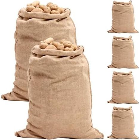 Set mit 6 XXL-Jutesäcken – 52 x 74 cm, Tragkraft 35 kg. Strapazierfähiges Jutematerial zur Aufbewahrung von Lebensmitteln. (1/5)