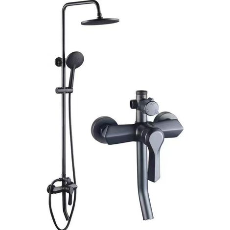 Brass concealed shower head set for home bathroom, pressurized shower, rain shower, bathing, mixing valve -- Black Spider three-speed [Project Quality]