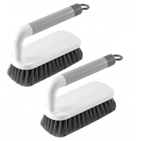 2er-Pack Schrubberbürste mit Griff, für Dusche, Badezimmer, Teppich, Küche und Badewanne (grau)
