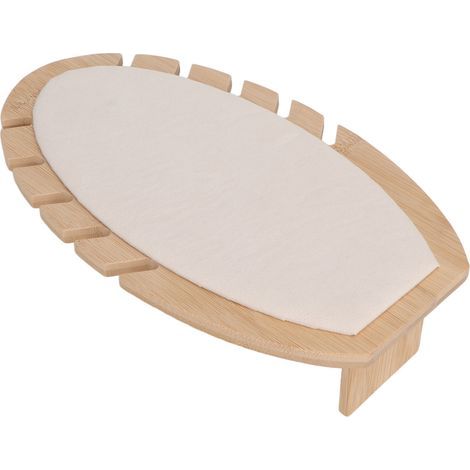 Porte-collier design feuille sur socle bois protégé, finition douce anti-rayures - Coloris sable clair (1/5)