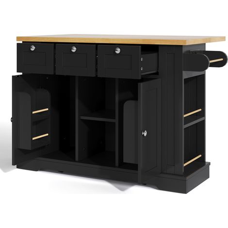 Mobile Kücheninsel 132 cm aus MDF mit klappbarer Platte, Schubladen und Steckdosen (1/5)