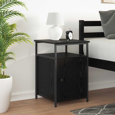 vidaXL  Bedside Cabinet  Black Oak 40 x 42 x 60 cm Engineered Wood