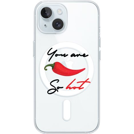 Coque iPhone 15 Plus avec MagSafe en silicone souple, couleur piment (1/5)