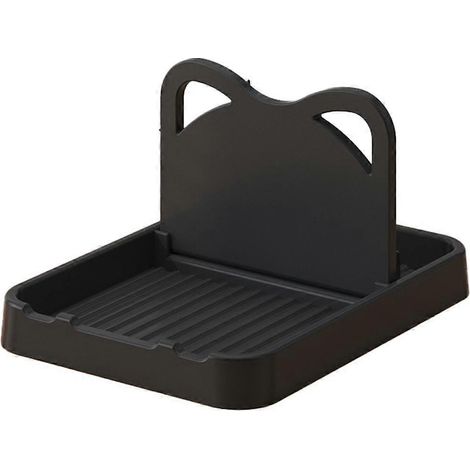 Repose-cuillère avec porte-couvercle, support de cuillère pliable pour plan de travail, support de couvercle pour cuillères (noir) (1/4)