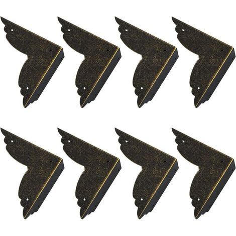 Juego de 8 protectores de esquina metálicos vintage para muebles y mesas (bronce) -Crezuo
