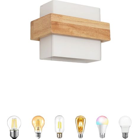 Aplique de pared, diseño de madera, compatible con casquillo E27, A4104 (1/2)