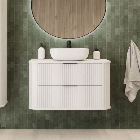 Elegance Glamour Style 2 Drawer Bathroom Vanity Cabinet 80cm - White (1/5)
