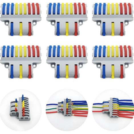 Connecteur Electrique, 6 Pcs SPL-93 Bornes de Connexion, Connecteur Electrique Rapide, Compact Connecteur Ressort Bornier (3 in 9 out) (1/4)