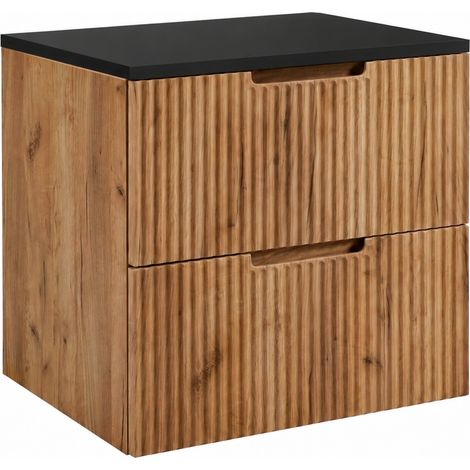 Meuble sous-vasque suspendu 60 cm, avec plan de travail, fermeture douce, Chêne craft, 60 x 46 x 58,6 cm (1/5)