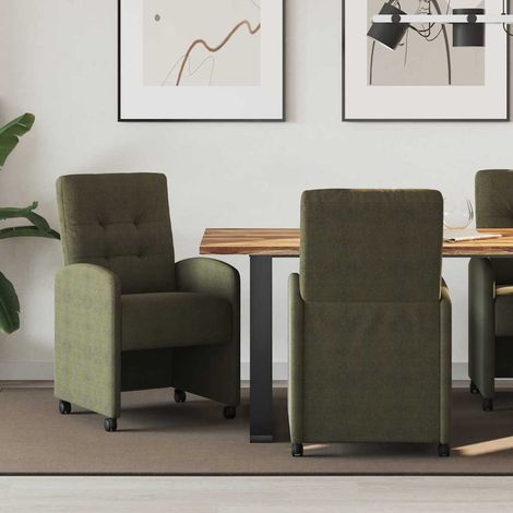 Esszimmerstühle mit Rollen 2 pcs Armeegrün 58 x 67 x 97 cm