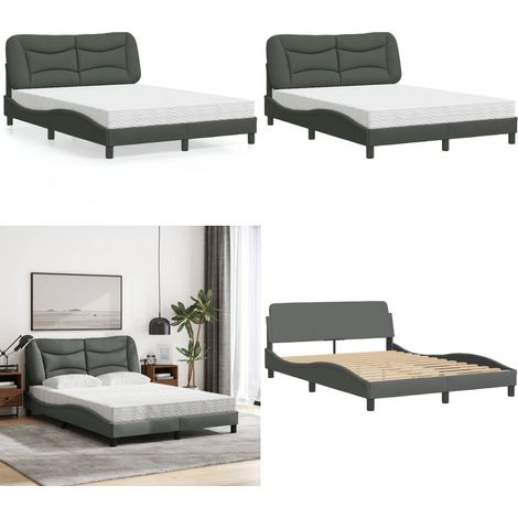 Bett mit Matratze Dunkelgrau 140x200 cm Stoff - Betten - Doppelbetten - Boxspringbetten - Lattenrost - Matratzen - Home & Living (1/5)