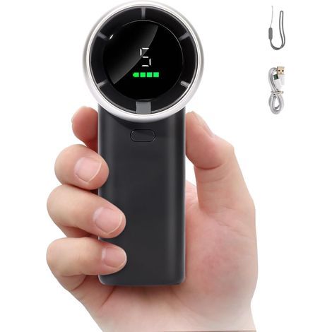 Portable Turbo Fan, Mini Fan with LED Display, Personal Fan, 4000mAh USB Rechargeable Fan, 5 Speeds, Eyelash Makeup Fan, Small Size (1/4)