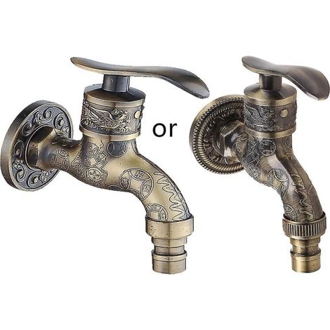 Robinet d'eau en bronze antique, robinet de piscine, robinet de jardin extérieur à débit rapide et unique d'eau froide, bronze (1/5)