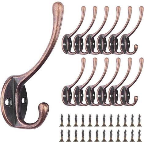 12 Pcs Patère Porte Manteau Murale Vintage Crochet Uniques Métal De Porte Chapeau Crochet Rétro Inox avec Vis pour la maison pour Porte-Manteau Salle de Bain Cuisine (Bronze Rouge) (1/4)