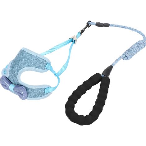 Harnais d'extérieur réglable pour chien et chat, respirant, avec nœud papillon et laisse. Accessoire pour animaux de compagnie. (1/5)