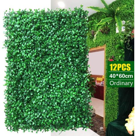 12 Pièces Plantes Artificielles, Haie Artificielle, Tapis De Pelouse Verte Artificielle, Simulation Gazons Artificiel pour Jardin Mariage Paysage Balcon Bureau Décoration, 40 x 60 cm