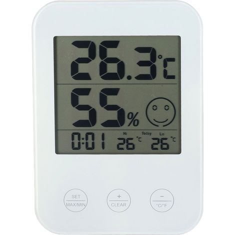 Thermomètre d'intérieur avec écran tactile LCD, capteur d'humidité et indication de confort pour bureau ou chambre (1/5)