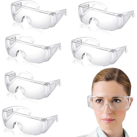 6 Pièces Lunette de Protection Travail, Transparentes Lunettes de Protection, Lunette de Protection Anti-rayures Anti-buée, Lunette Protection pour Laboratoire, Cyclisme, Alpinisme, Laboratoire (1/5)