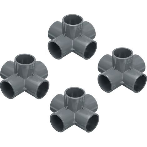 Lot de 4 Raccords coudés PVC 32mm 5 voies Gris pour Conduit Électrique et Irrigation (1/5)