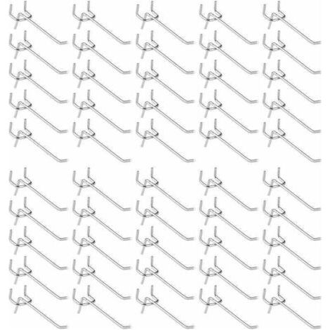 50 Pièces Crochets pour Panneau Perforé,Crochets pour étagères Murales pour Affichage Panneau Perforé Garage Magasin Outils Rangement Cintre Crochets pour étagères Murales