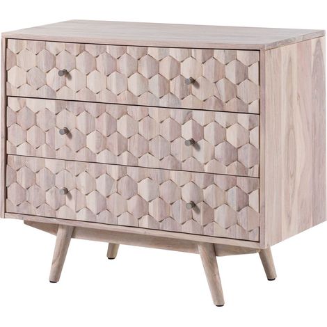 Kommode Akazie 88x42x75 weiß lackiert MOSAYK 207