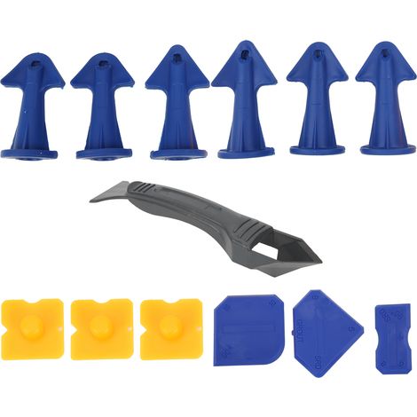 Kit de 13 outils de calfeutrage en plastique avec spatule, racleur, buses en silicone et accessoires pour enlever la colle (1/5)