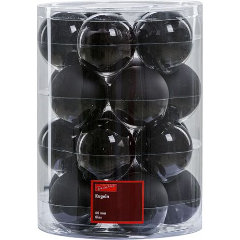 TrendLine Weihnachtskugeln aus Glas Ø 6,0 cm schwarz 20 Stück Christbaum- & Feiertagsschmuck
