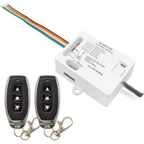 Interrupteur Télécommande de Volet roulant Récepteur Relais AC 230V 220V 3A avec 2 émetteurs Compatible avec l'interrupteur Manuel et l'interrupteur de fin de course le Moteur avance et recul (1/5)