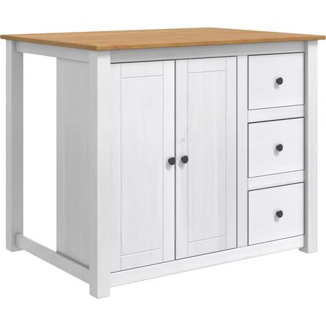 Küchentrolley PANAMA 2 pcs Weiß und Honigwachs 112 x 77 x 90 cm vidaXL