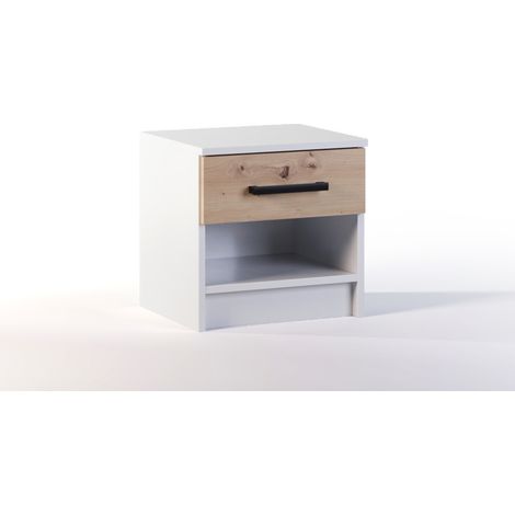 Hayato - table de chevet - effet bois et blanc - 40 cm (1/3)