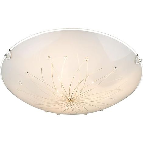Globo Calimero I Lampada da soffitto a filo in vetro decorato con paralume in vetro satinato bianco 3x E27