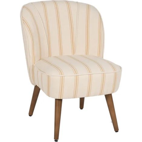 Fauteuil CELARINE rayures miel bois hévéa