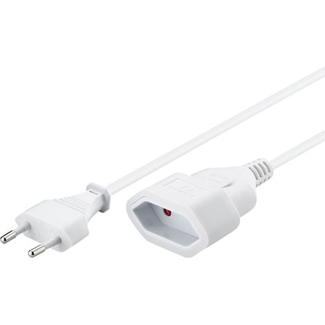 Verlängerungskabel Eurostecker, 5 m, weiß, (20,75 mm²), Eurostecker (Typ C, CEE 7/16) Eurobuchse (Typ C, CEE 7/16). Kabellänge 5 m (1/5)