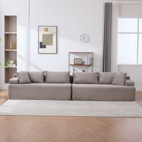 Canapé modulable 6 places 344 x 99 x 68,6cm, compressible léger antidérapant, confort format facile déplacement, chenille，gris (1/4)
