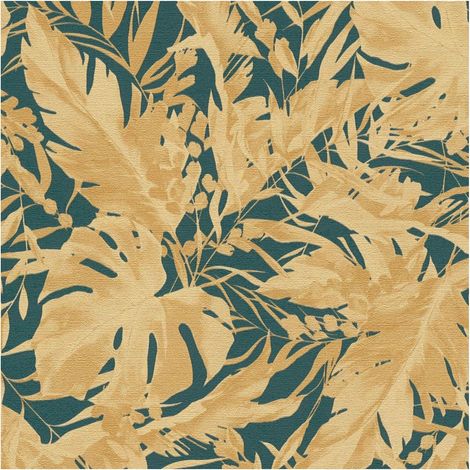 Nature wallpaper wall Profhome 790636 hot embossed non-woven wallpaper slightly textured with floral ornaments subtly shimmering green teal gold blue green 5,33 m2 (1/5)