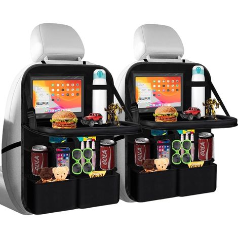 Organisateur Voiture avec Table Pliante, Protege Siege Voiture Enfant (2 Pièces Organisateur Voiture Avec plateau pliable) (1/5)