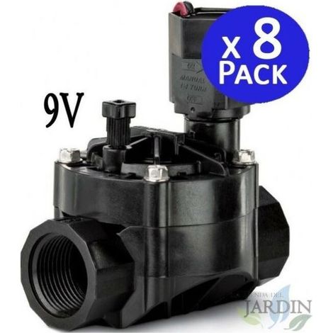 Lot de 8 Électrovanne d'arrosage Rain Bird 100HV 1'' 9V, pour les programmeurs à piles